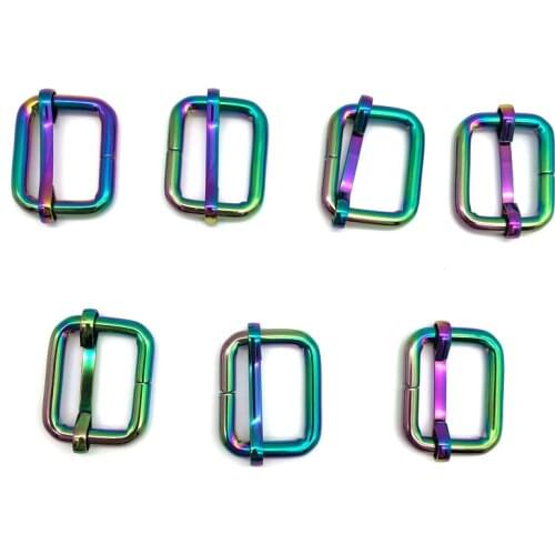 Factory Direct Customized Iron Material Bag Square Metal Adjustable Buckles With 26MM Rainbow Color