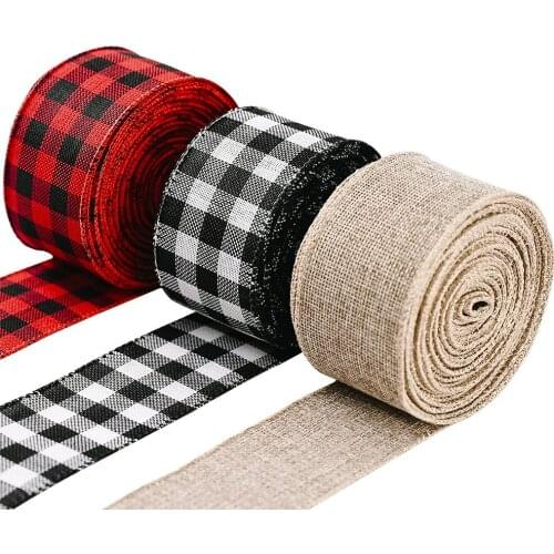 6M Christmas Decorations Lattice Ribbon Christmas Atmosphere Decoration Webbing Cloth Ribbon