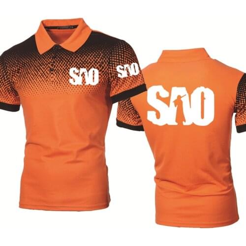 Summer new Mens POLO shirt Anime Sword Art Online SAO high quality cotton lapelNeck Gradient Fashion Mens short sleeve