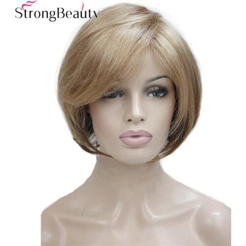 Strong Beauty Short Synthetic Bob Wig Straight Wigs Heat Resistant Women Capless Hair