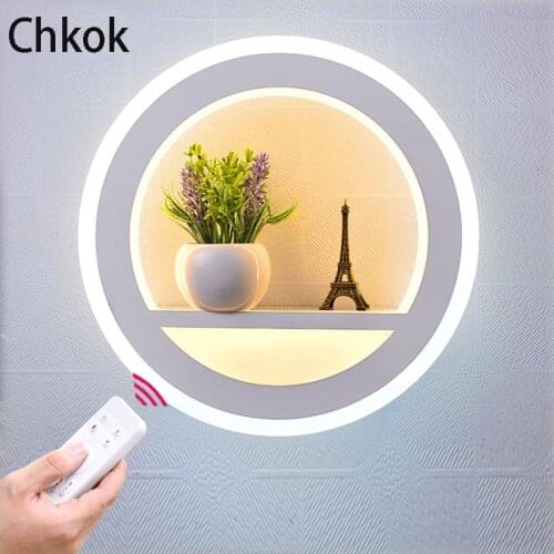 Chkok Modern Round Creative Acrylic Wall Lamp LED Wall Lamp Nordic Design Round Lighting Bedroom Living Room Background Light