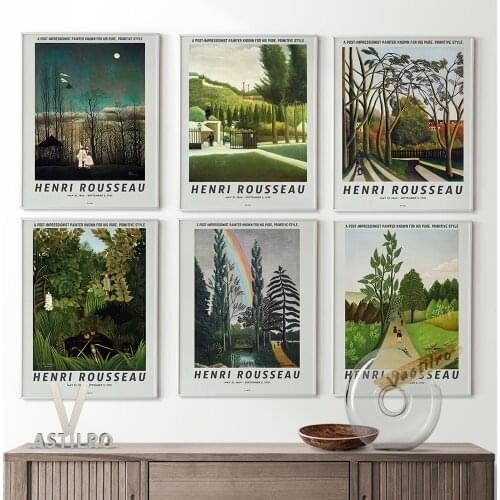 Henri Rousseau Modern Scenery Illustration Wall Art Canvas Painting Prints Poster Exhibition Museum Retro Wall Picture Decorate