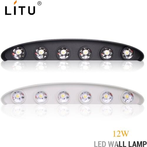 Led indoor wall lamps 12W outdoor led luminaire bathroom light stair wall light fixture garden modern wall sconce white black