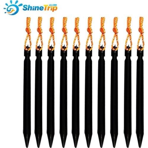 Tent Nail (100 pcs) 18cm Triangular Aluminium Alloy Stake with Rope Camping Equipment Outdoor Travel Tent Peg
