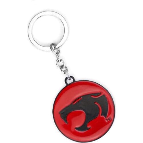 Thundercats Keychain Anime around For Fans Jewelry Round Alloy Red Thunder Cat Model Key Ring Holder Car Accessories Wholesale