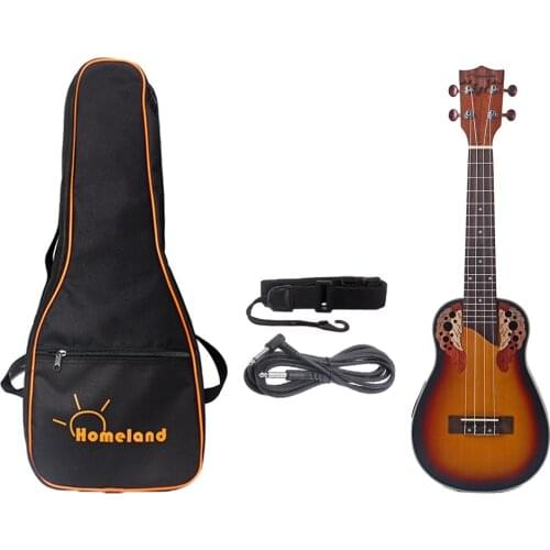 23 Inch Solid Spruce Electric Ukulele Concert Ukulele Hawaii Guitar with 3 Band EQ Equalizer Pickup Gig Bag Cable Beginners Kit