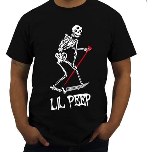 Cotton Tshirt Men Crew Neck Tops LIL PEEP LILPEEP OG SCHEMAPOSSE GHOSTMANE RARE Bigger Size Homme Black T-shirt