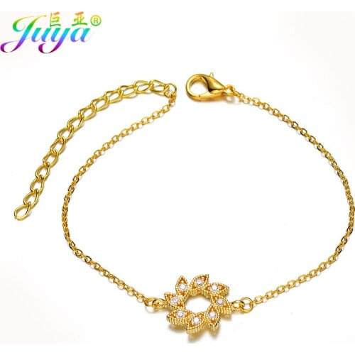 Juya Christmas Gift Jewelry Micro Pave Zircon Evil Eye Flower Charm Bracelets For Women Fashion Bracelets Supplies