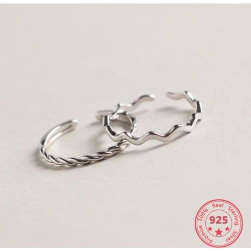 BITWBI 100% 925 Sterling Silver Ring Wave Pattern Simple Style Wild Ring For Women Gift For Girlfriend Fashion Jewelry