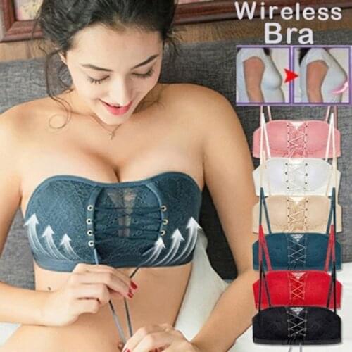 Women Wedding Dress Push Up Lace Invisible Bra Backless Brassiere Sexy Women Lingerie Strapless Bra Tira Underwear