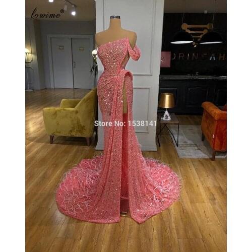 2020 Elegant Sexy Mermaid Prom Dresses Long Sequins Bling Evening Dresses Women Party NIght High Cut Pageant Dress Vestidos