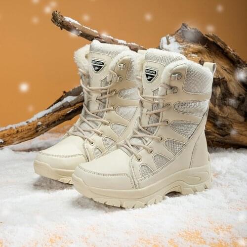 Moipheng Winter Snow Boots Women Warm Plush Mid-Calf Non-slip Ladies Booties Beige Big Size 42 Platform Boots Women Botas Mujer