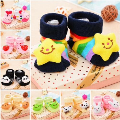 1Pair Socks Fashion Lovely Cartoon Newborn Baby Girls Boys Anti-Slip Socks Slipper Shoes Boots High Quality Cotton Fabric