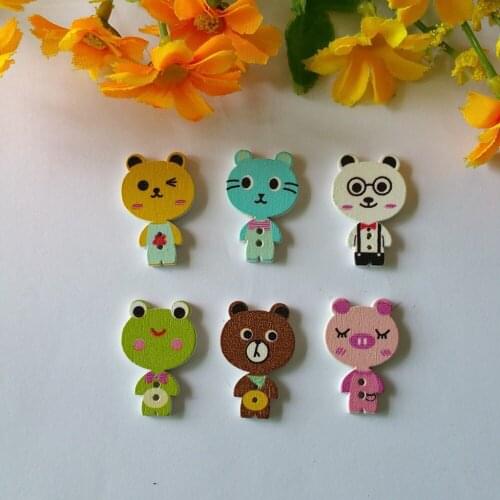 120pcs DIY wooden buttons Cartoon shapes clothes scrapbook decorative button for craft sewing scrapbooking sewing accessories