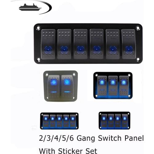 2 3 4 5 6 Gang Dual LED Rocker Switch Panel For Marine Boat Truck Car With Lighter Socket Circuit Breaker Auto Accessories Set