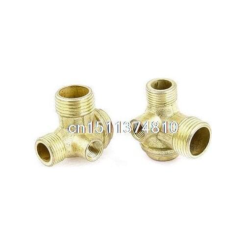 2 x Brass Male Threaded Check Valve Connector Tool Gold Tone for Air Compressor