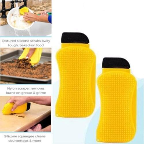 3In1 Multi-Function Silicone Cleaning Brush Kitchen Sponge Cleaning Tools