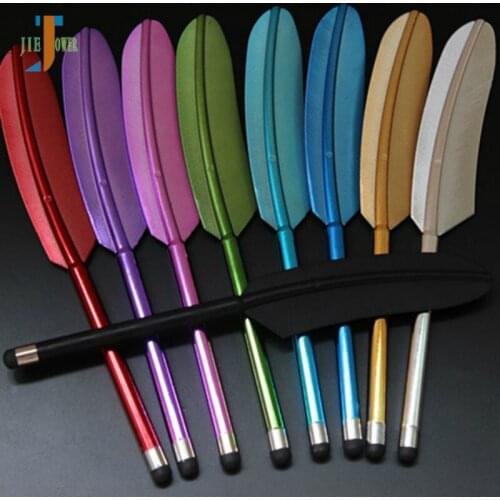 300pcs/lot Colorful Portable Feather Capacitive Stylus Touch Pen for IPad IPhone Samsung Galaxy Tablet PC Wholesale