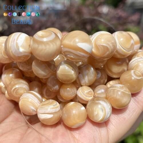 4/6/8/10/12mm Natural Sea Shell Yellow Horseshoe Snail Loose Spacer Beads For Jewelry Making DIY Bracelet Necklace Handmade 15