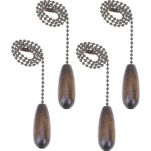 4 Vintage Wooden Hanging Pendant DIY Ceiling Fan Chain Pulls Room Ceiling Light Desk Lamps Pull Extension Craft Home Decorations