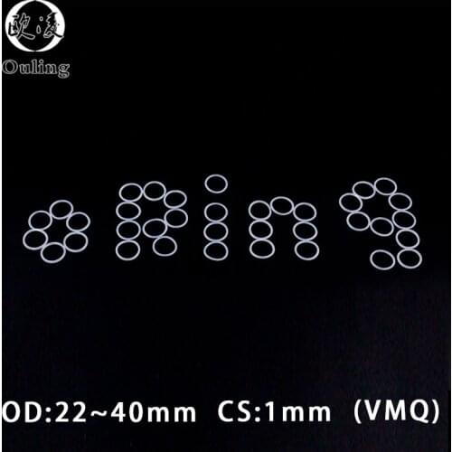 5PCS/lot White Silicon O-ring Silicone/VMQ 1mm Thickness OD22/23/24/25/26/27/28/30/34/40mm O Ring Seal Rubber Gasket Ring