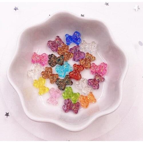 Glitter Bepowder Resin Kawaii Mini Crystal Bear Flatback Rhinestone Appliques Scrapbook DIY Manicure Accessories Ornaments