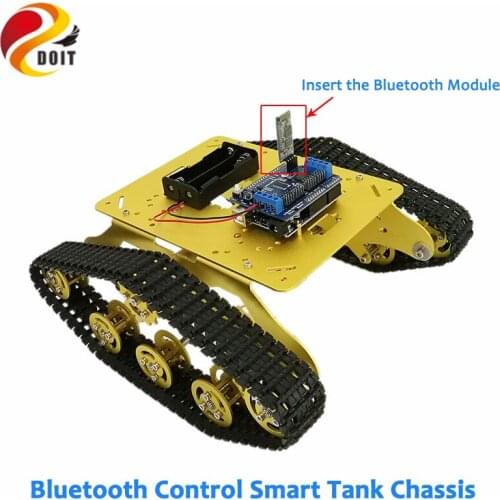 Bluetooth Control Shock Absorber Robot Tank Chassis with HC-06 Module+Arduino Development Board+Motor Driver Board DIY Toy TS300