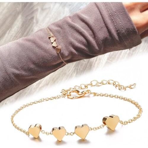 Bracelet Chain Simple Jewelry Love Heart Shape Decoration for Women Lady Girl d88