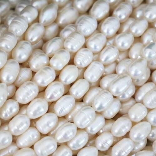 7-8mm Natural Freshwater Pearl White Loose Beads Rice Spacer Strand 15inch For Diy Necklace Bracelet Women Jewelry Making B1341