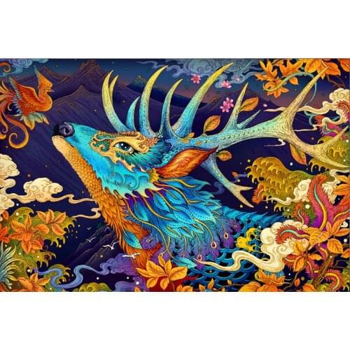 Paper-cut elk The wooden puzzle 1000 pieces ersion jigsaw puzzle white card adult childrens educational toys
