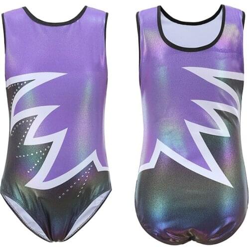 Children Gymnastics Ballet Dance Jumpsuit Diamante Sleeveless Girls Ballet Practice Suit Leotard Body Cloths Fitness Sportswear