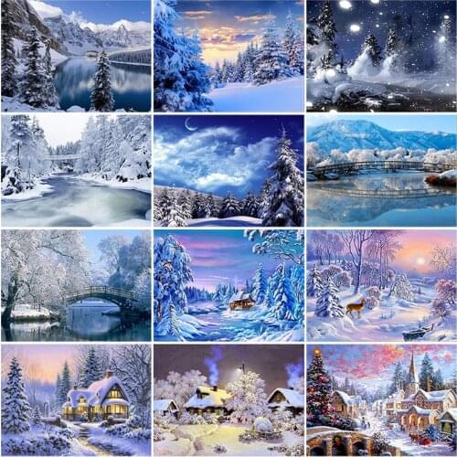 DIY Winter Snow Scenic 5D Diamond Painting Full Square Drill Rhinestone Landscape Diamond Embroidery Cross Stitch Home Decor