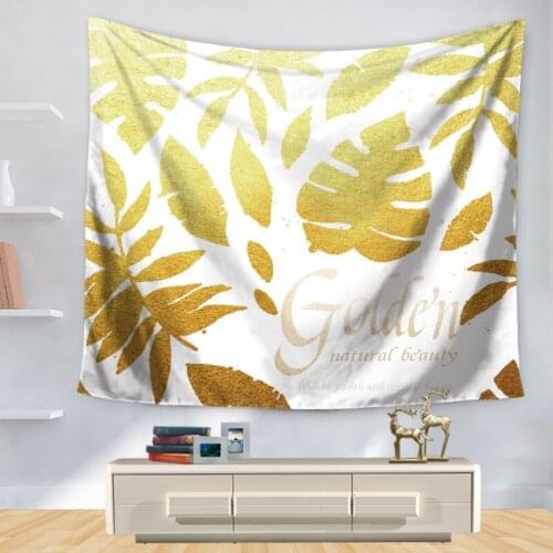 Home Decorative Wall Hanging Carpet Tapestry Rectangle Bedspread Yellow Autumn Leaves Pattern GT1141