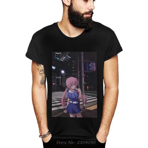 Boy Mirai Nikki Gasai Yuno Future Diary T-shirt Funny Vintage Cool Summer Men Cotton Tshirt Anime T Shirt Tees Harajuku