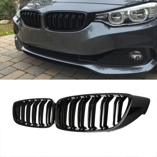 Gloss Black Dual Slat Front Bumper Grille Grill For BMW F32 F36 F82 4-Series