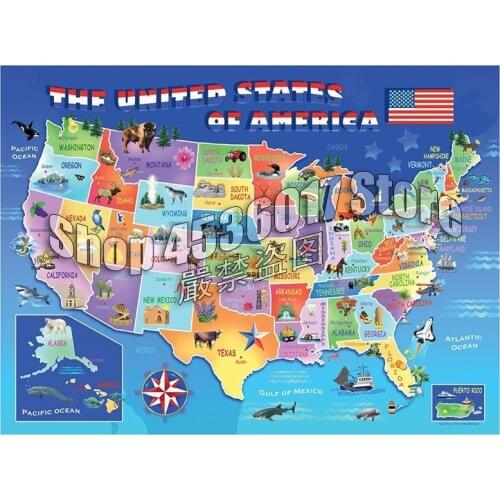 USA State Map Diamond Painting Cross Stitch Embroidery Diy Diamond Mosaic United States Maps Picture Full Rhinestones Gift Art