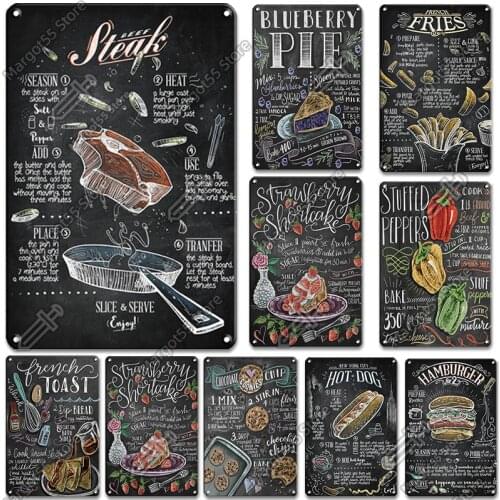 Classic Wall Metal Art Poster Kitchen Posters Food Drink Art Painting Metal Plaque Retro Kitchen Cafe Restaurant Bar Club Decor