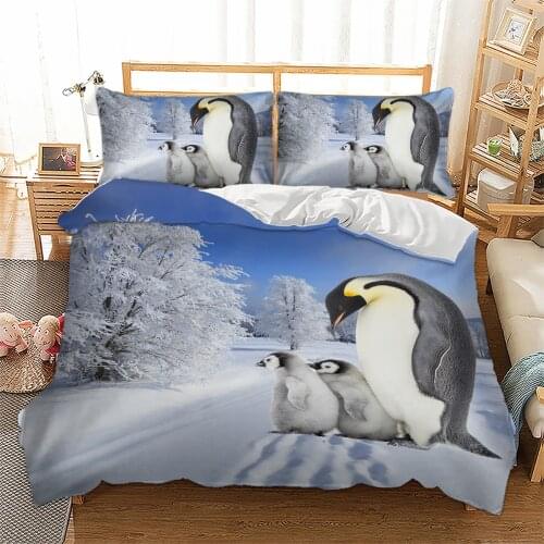 Penguin Family Bedding Set 3D Animal Duvet Cover With Pillowcase Twin Queen King Size Bed Set 3pcs bedlinen home textiles