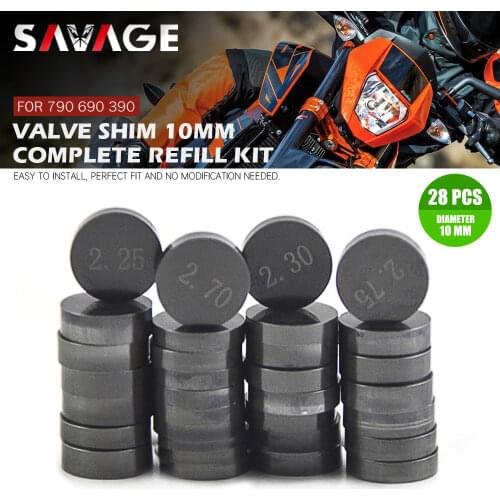 28pcs Valve Shim 10mm Complete Refill Kit For 690 SMC DUKE SMC-R Enduro/R 790 Adventure RC 390 Motorcycle Engine Parts