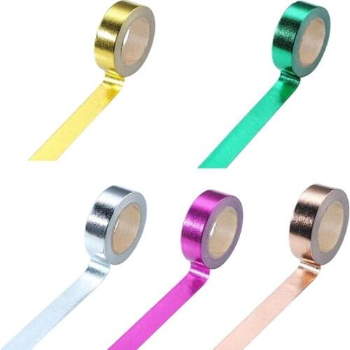 Gold Foil Washi Tape Silver Gift Packaging Gold Bronze Rose Green Color Solid Kawaii DIY Scrapbooking Masking Tape 15mm*10m