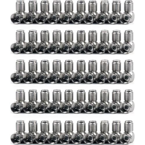 Areyourshop 50Pcs F Type Male to F Female Right Angle Copper Connector TV Adapter New