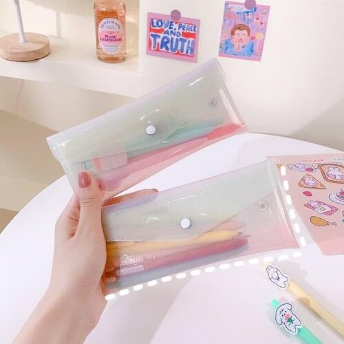 Kawaii simple jelly pencil case ins high-value pencil case Japanese large-capacity stationery storage bag pencil cases