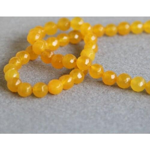 Min Order1) 8mm Faceted Fashion Yellow Turkey Chalcedony Beads Round Stone DIY Accessory Parts 15inch New Jewelry Making Design