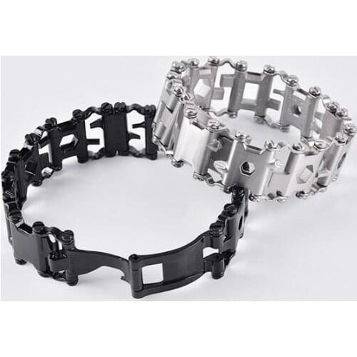 10pcs 29 in 1 Multifunction Tread Bracelet Outdoor Bolt Driver Tools Kit Travel Friendly Wearable Multitool Stainless Steel