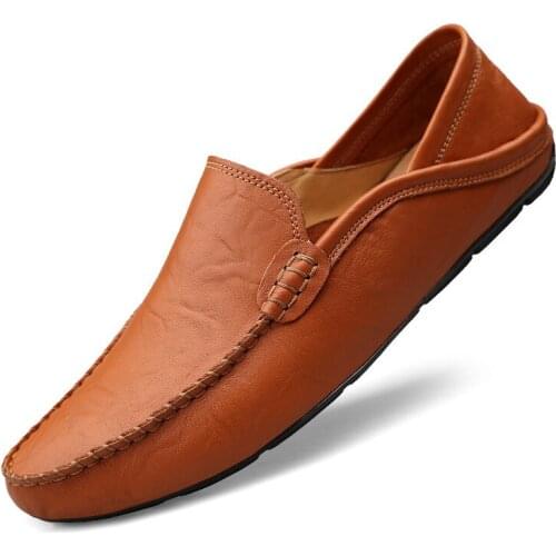 Leather Men Shoes Luxury Trendy 2021 new Casual Slip on Formal Loafers Men Moccasins Italian Black Male Driving Shoes Sneakers