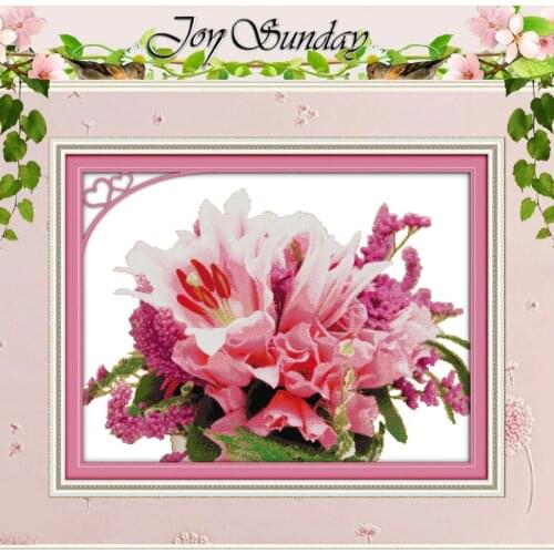 Pink lily (2) Patterns Counted Cross Stitch 11CT 14CT Cross Stitch Set Wholesale Flower Cross-stitch Kit Embroidery Needlework