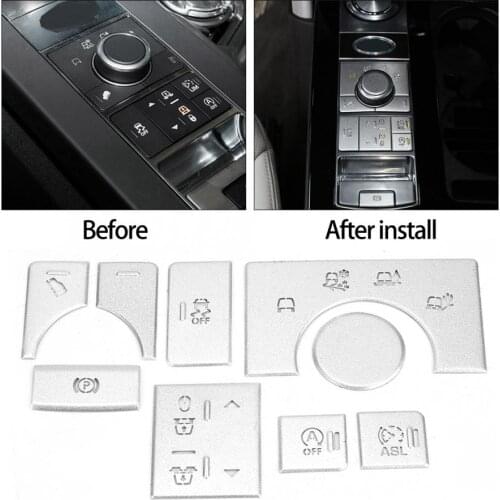 9PCS Alloy Interior Center Console Mode Button Sticker for Land Rover Range Rover Sport 2014 2015 2016 2017 Car Button sticker