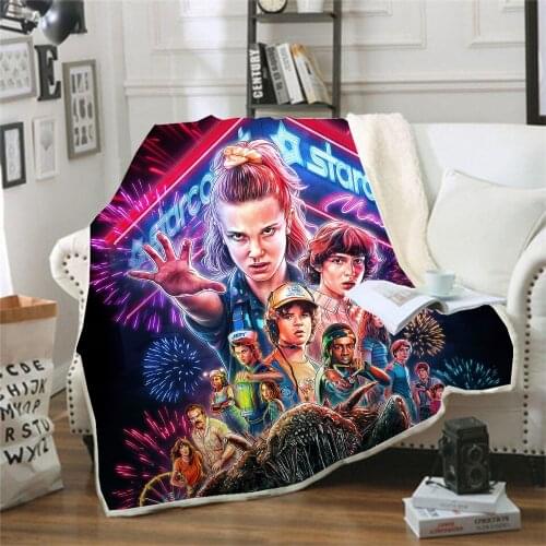 Stranger Things Funny Character Blanket 3D Print Sherpa Blanket on Bed Home Textiles Throw Blanket on Sofa Bed Custom for Travel