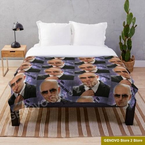 Mr Worldwide Pitbull Throw Blanket Quilt Bedding for Girls Children Adult Gift Bedroom Decor Size Variety for Styles