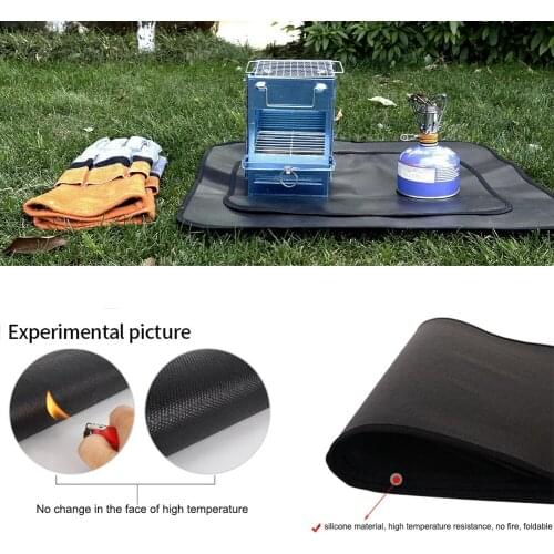Barbecue Flame Retardant Protective Mat Outdoor Camping Cloth Floor Protection Mat Insulation Cushion Silicone Fireproof Cloth